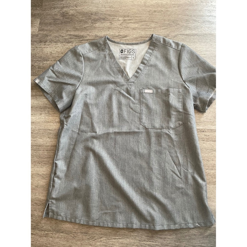 FIGS Technical‎ Collection Women's Gray V Neck Scrub Top Size Medium